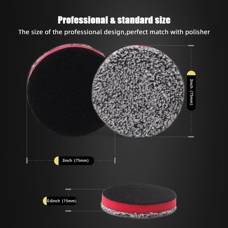 SPTA 3""(75MM) Microfiber Cutting Pads, 3PCS Soft Microfiber Wax Removal Pad, Detailing Wax Applicator Pad, for Waxing and Polishing&Scratch and Vortex Removal Pad, Ultrafine Fiber Pad - Image 2